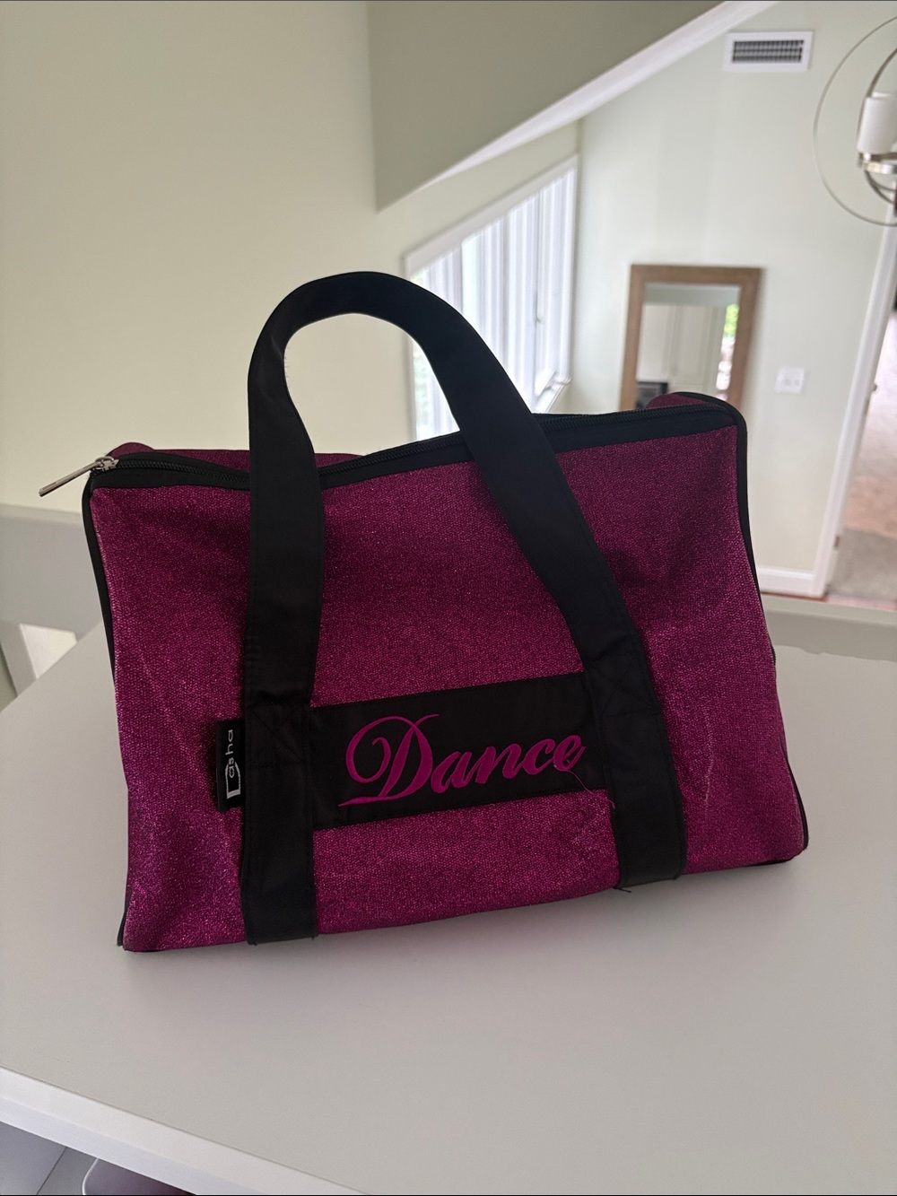 Dance Glitter Tote Bag in Magenta